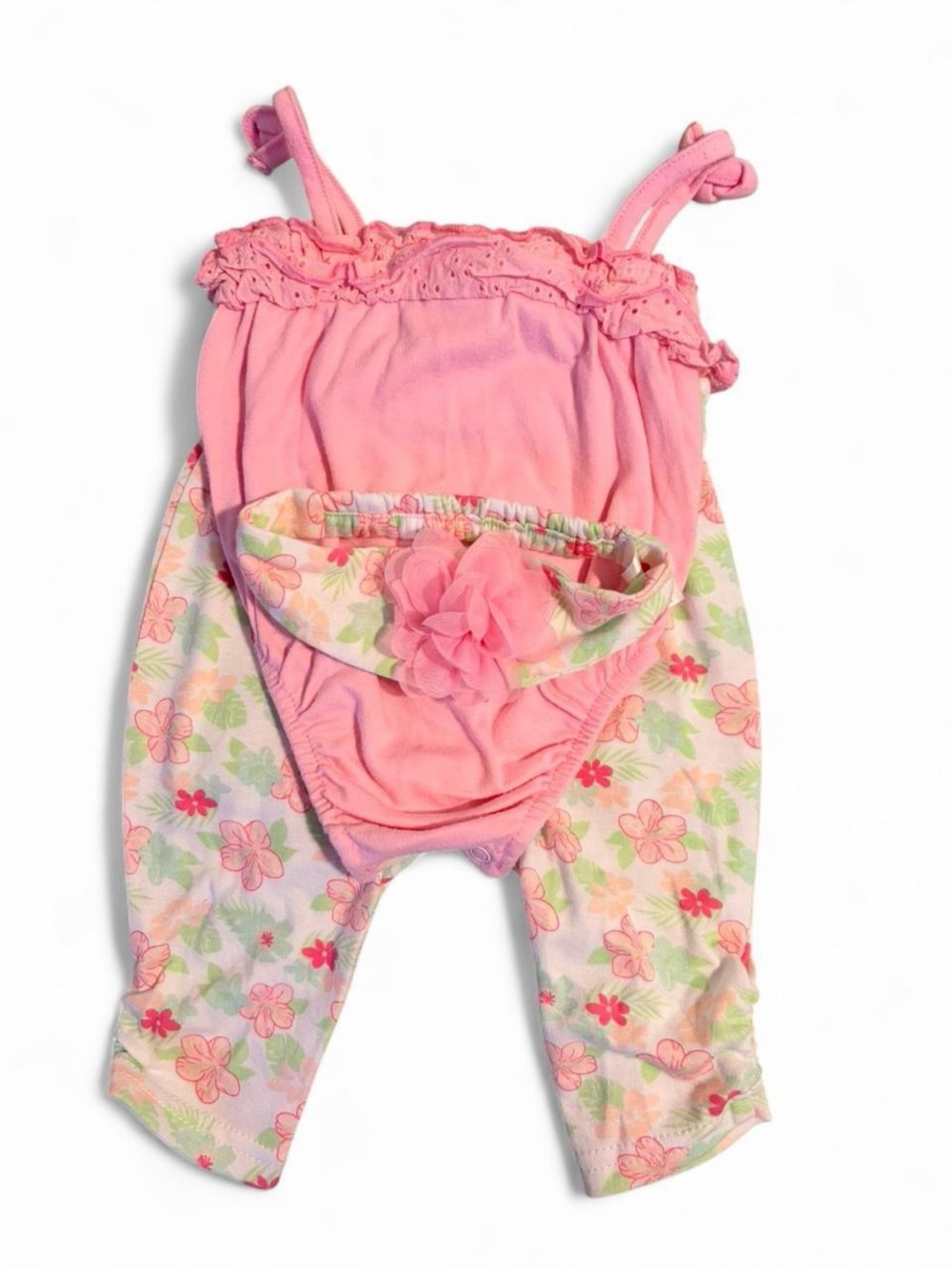 Pink Floral Baby Girls Matching Set - Top & Leggings
